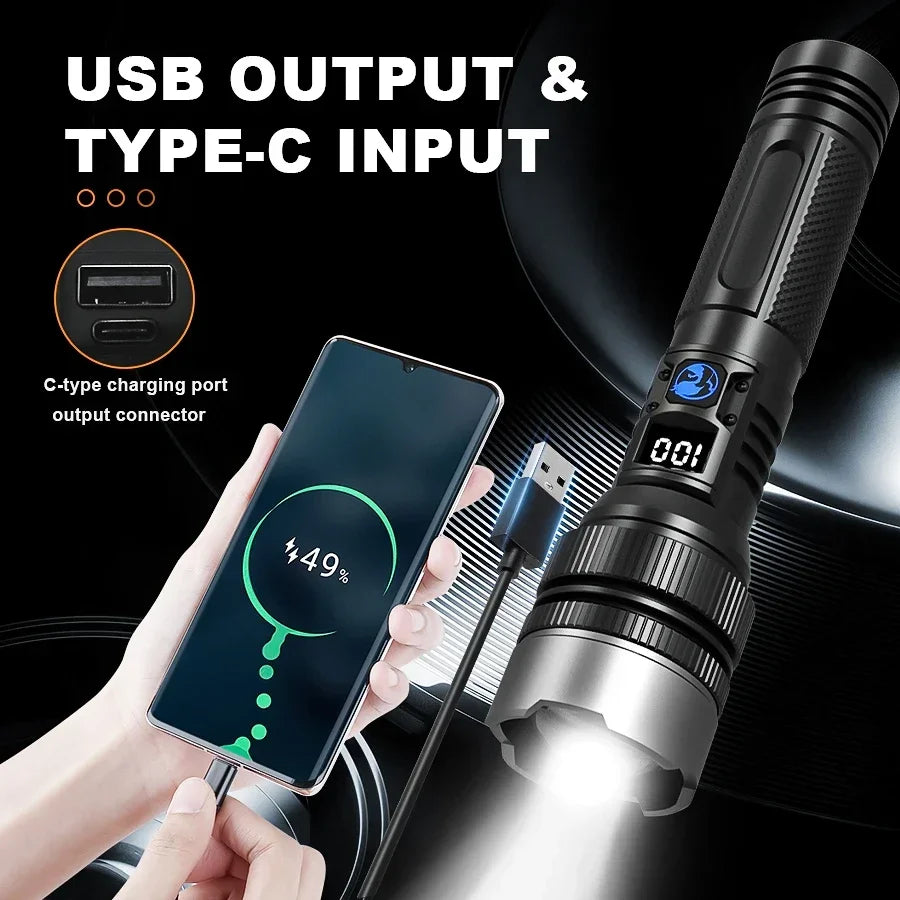 Voltek Tactical LED Flashlight – USB Rechargeable Zoom Torch