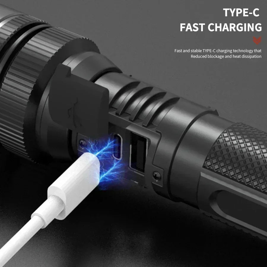 Voltek Tactical LED Flashlight – USB Rechargeable Zoom Torch